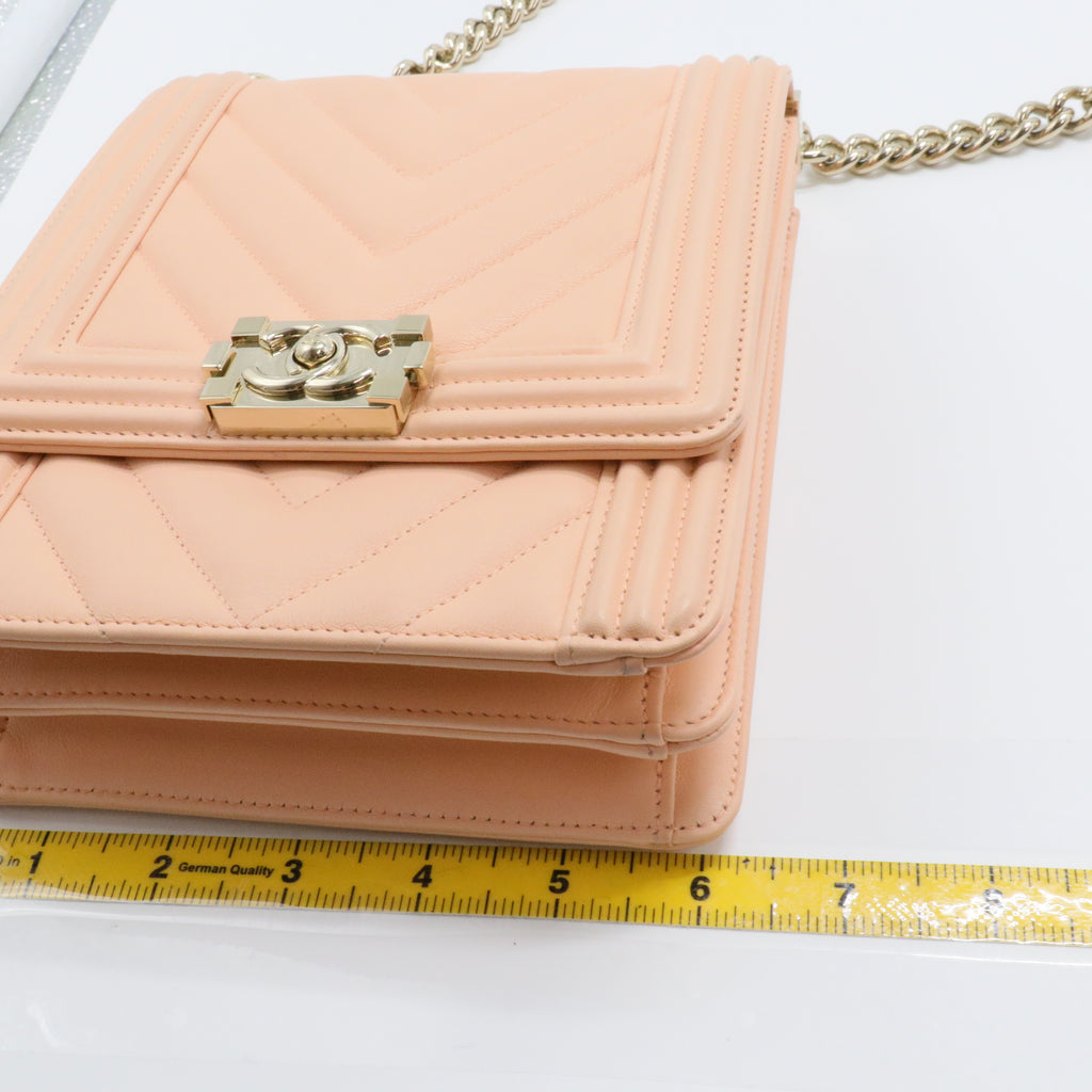 Chanel Chevron Boy Satchel Coral Pink Calfskin