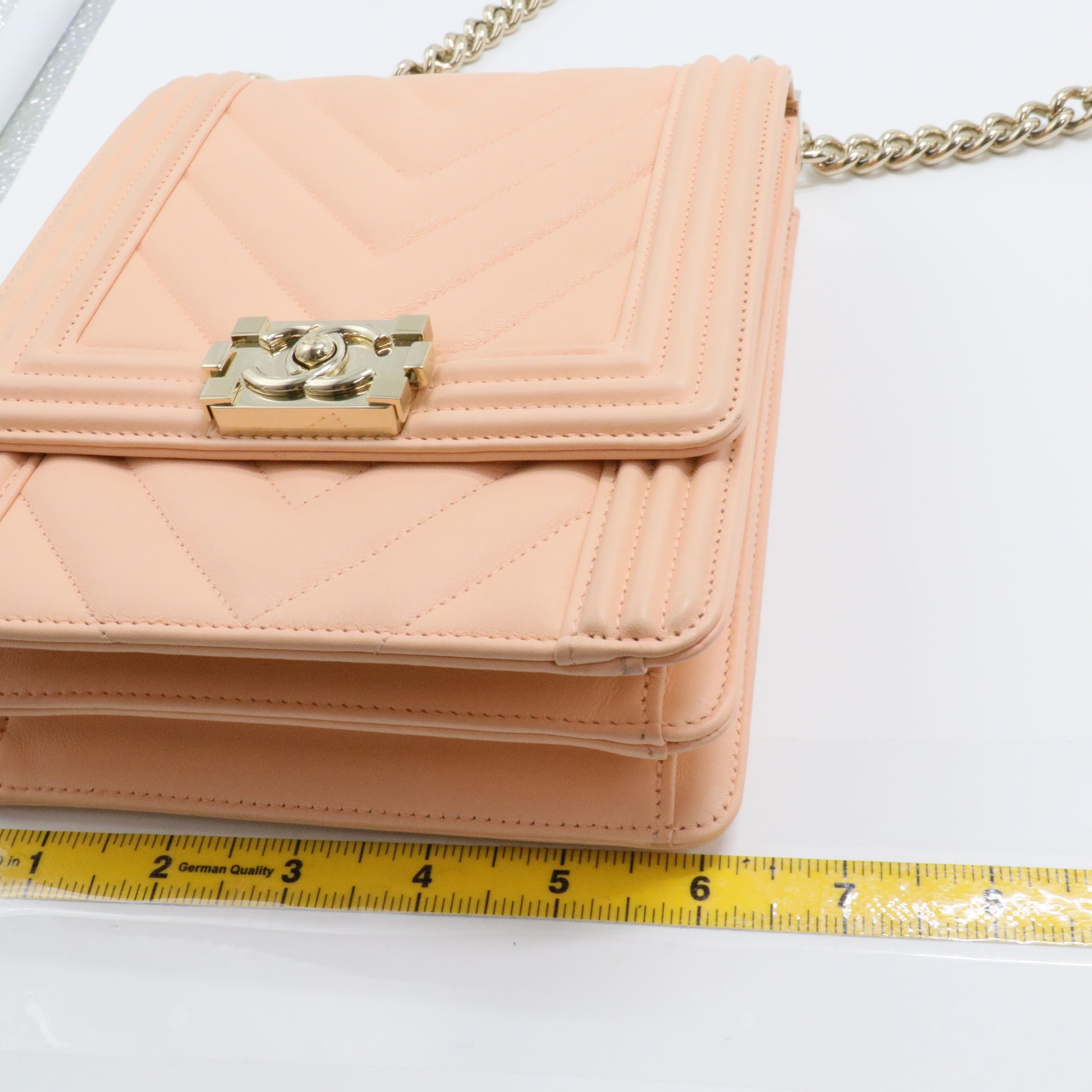 Chanel Chevron Boy Satchel Coral Pink Calfskin