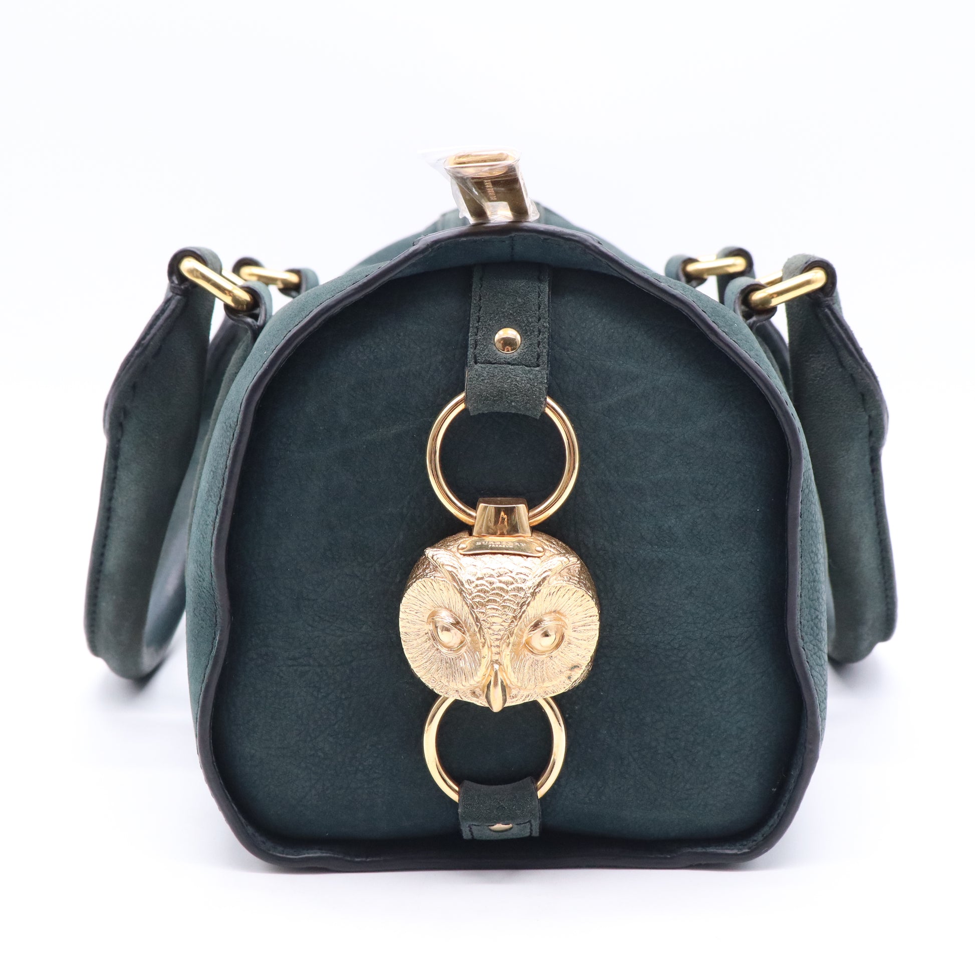Burberry Medium Indigo Green Suede Leather Bowler Bag  B21559
