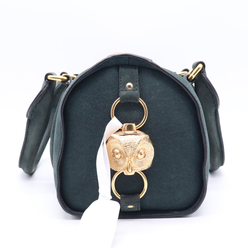 Burberry Medium Indigo Green Suede Leather Bowler Bag  B21559