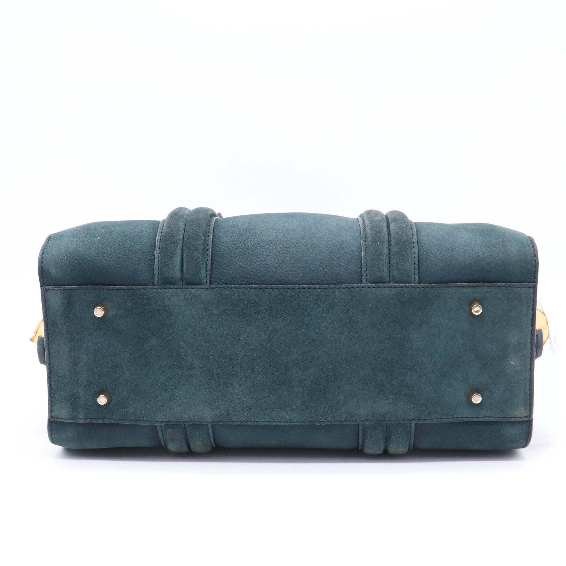 Burberry Medium Indigo Green Suede Leather Bowler Bag  B21559