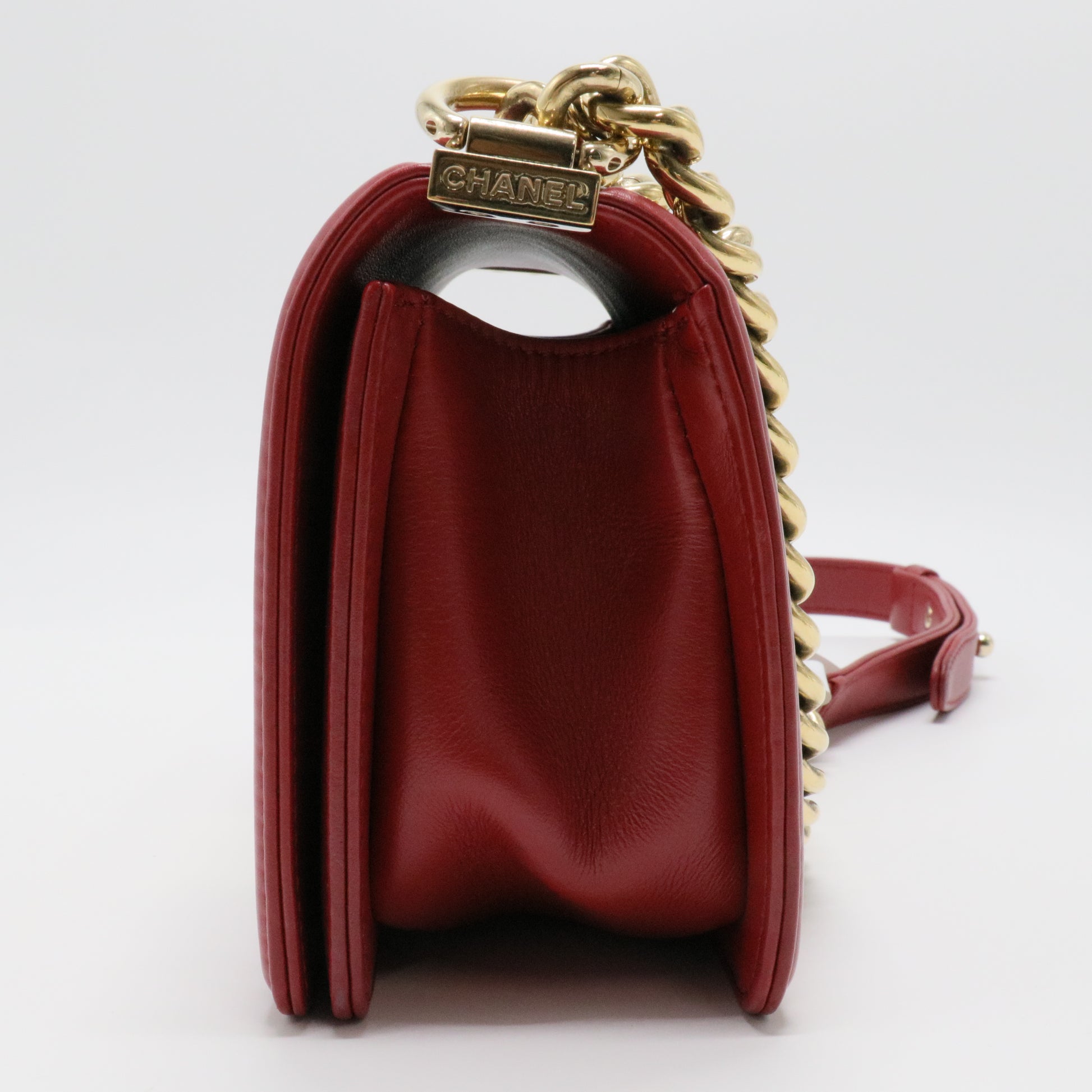 Calfskin Chevron Quilted Small Boy Flap Bag