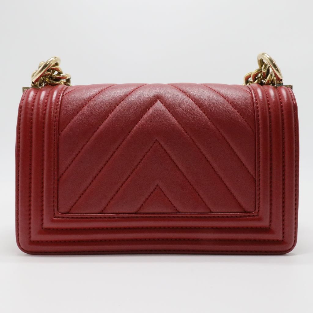 Calfskin Chevron Quilted Small Boy Flap Bag