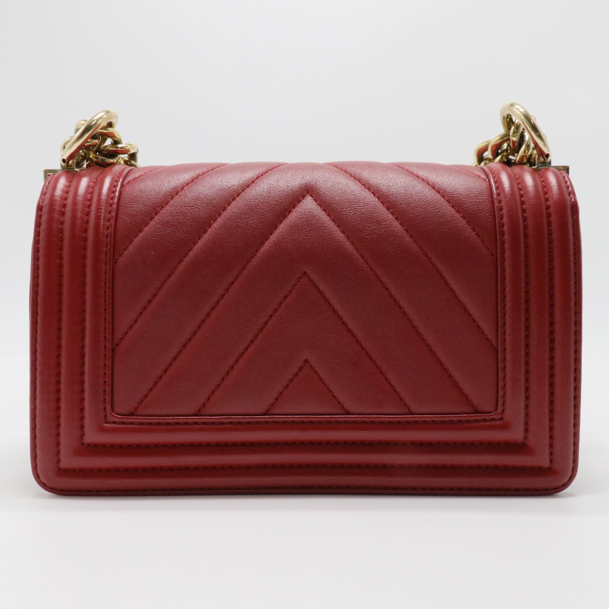 Calfskin Chevron Quilted Small Boy Flap Bag