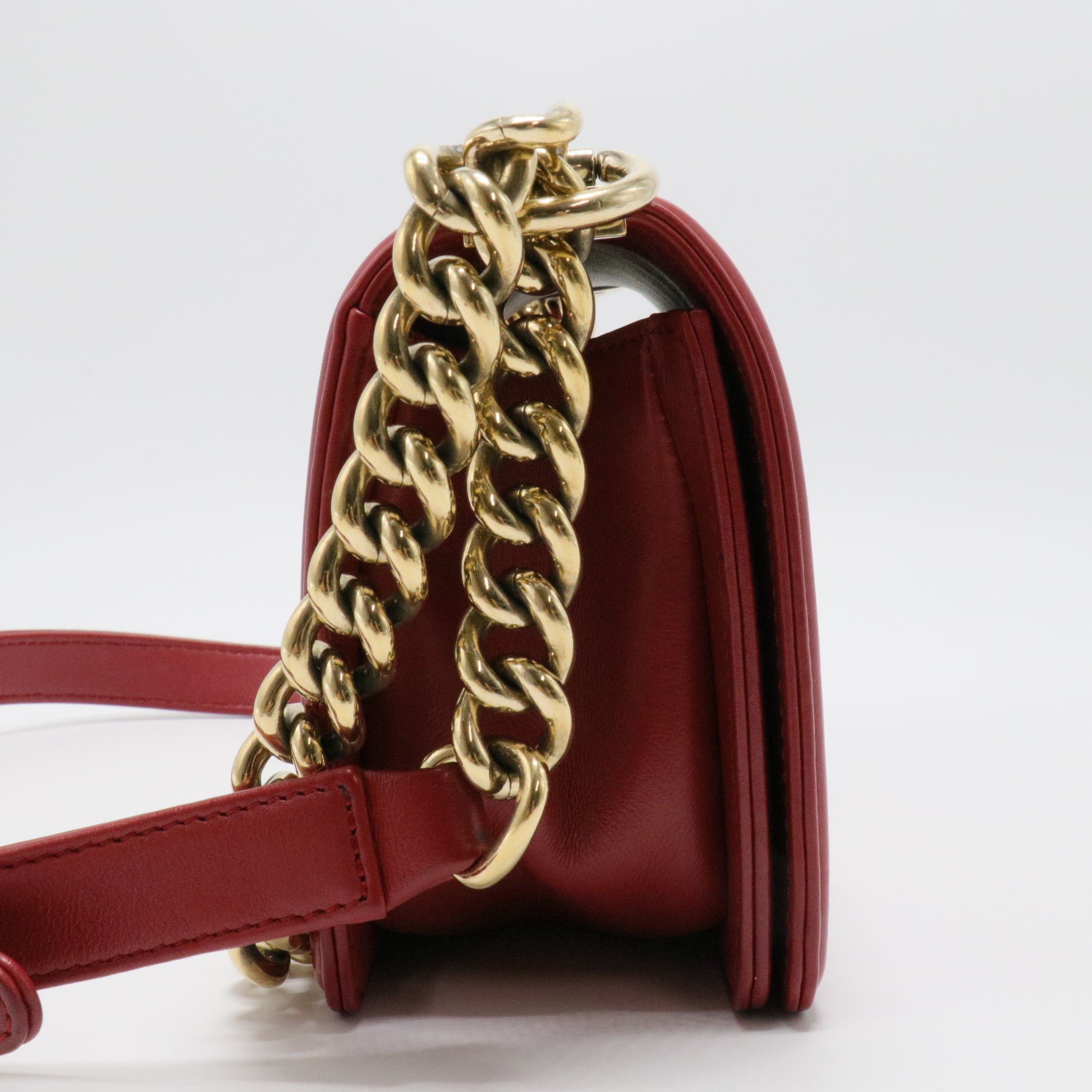 Calfskin Chevron Quilted Small Boy Flap Bag