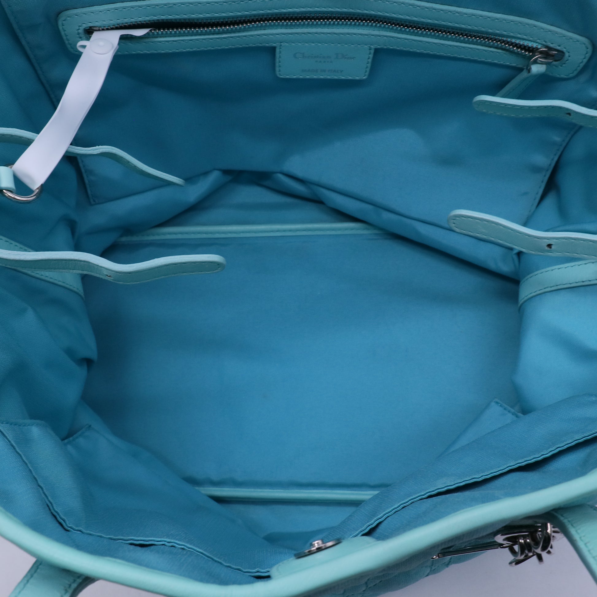 Christian Dior Mint Blue Cannage Quilted Coated Canvas Small Panarea Tote Bag  B21323