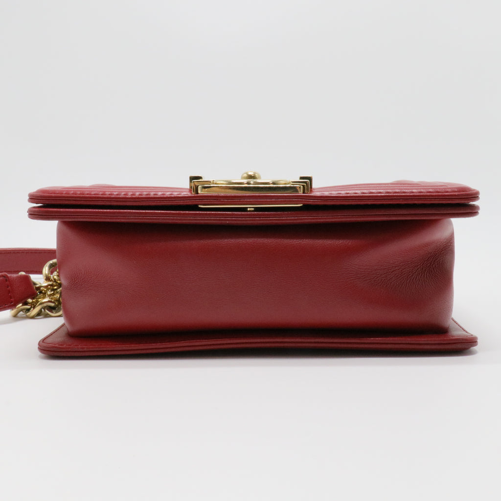 Calfskin Chevron Quilted Small Boy Flap Bag