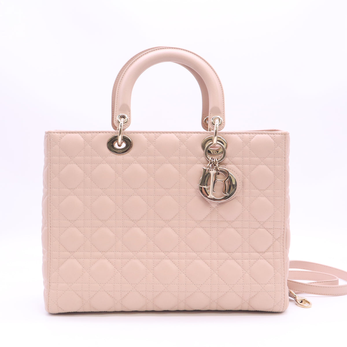 Christian Dior Lambskin Cannage Large Lady Dior Light Pink B24589