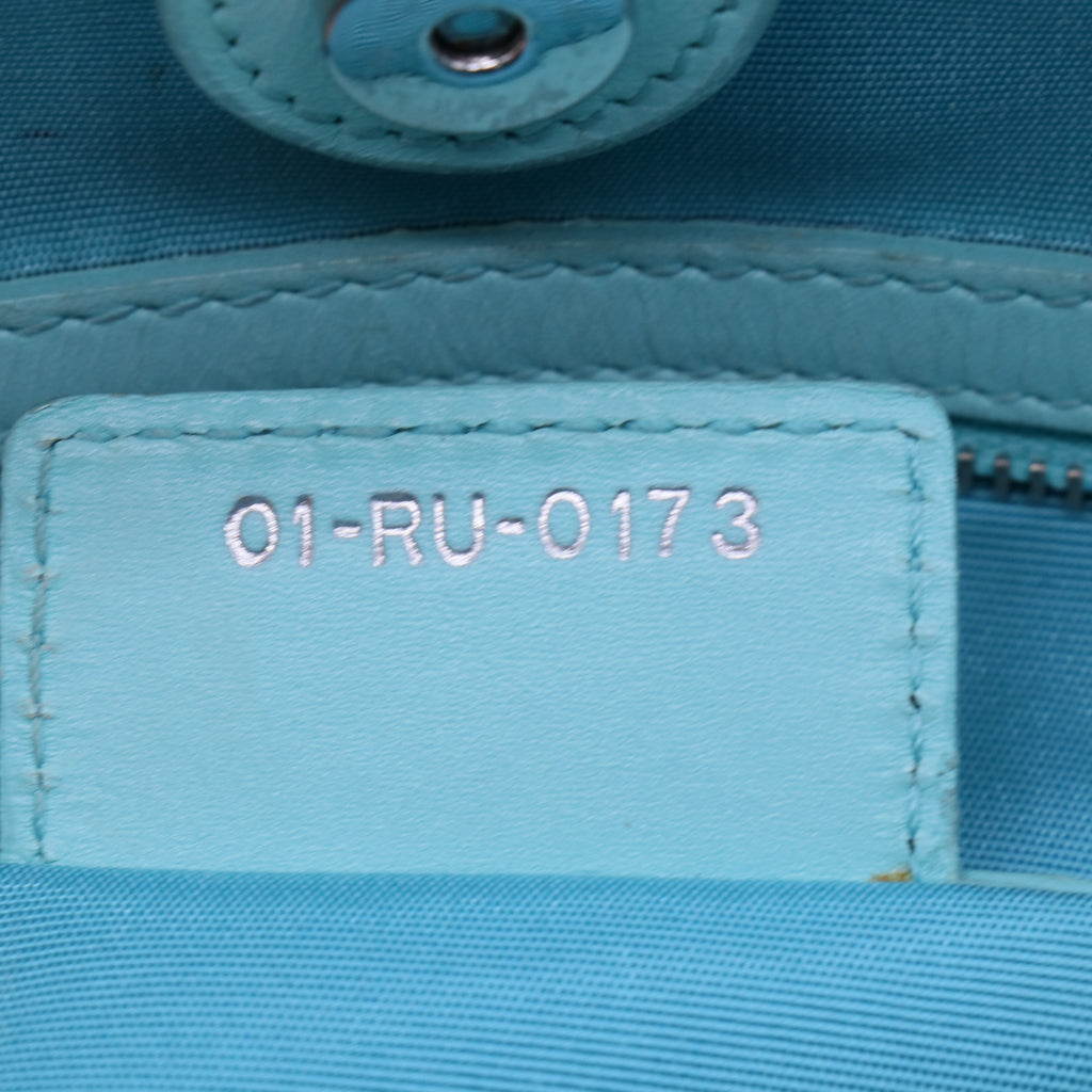 Christian Dior Mint Blue Cannage Quilted Coated Canvas Small Panarea Tote Bag  B21323