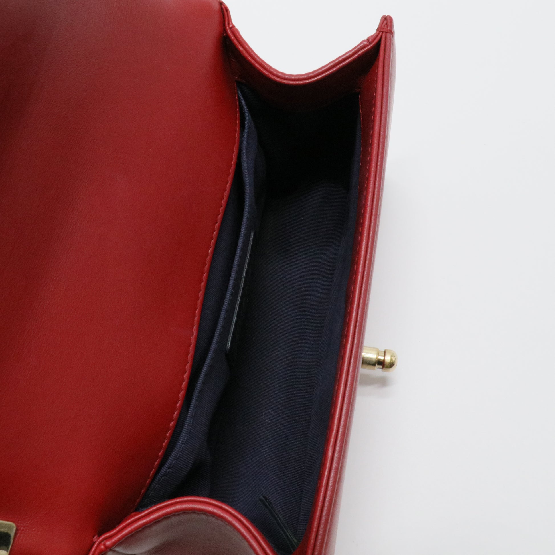 Calfskin Chevron Quilted Small Boy Flap Bag