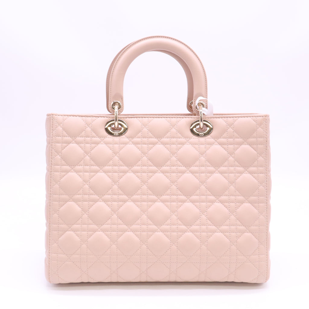 Christian Dior Lambskin Cannage Large Lady Dior Light Pink B24589