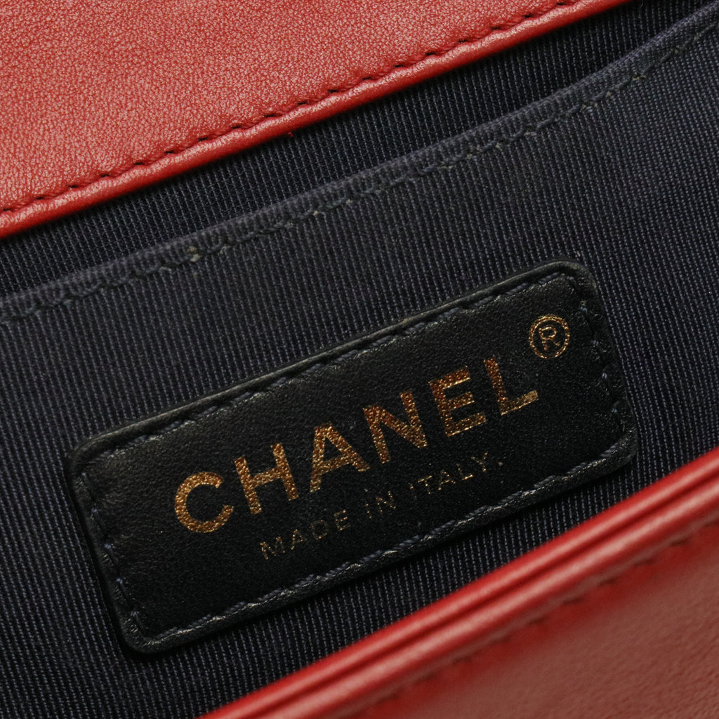 Calfskin Chevron Quilted Small Boy Flap Bag