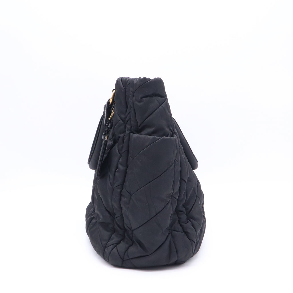 Prada Convertible Side Pocket Tote Chevron Tessuto Medium Twins B21416
