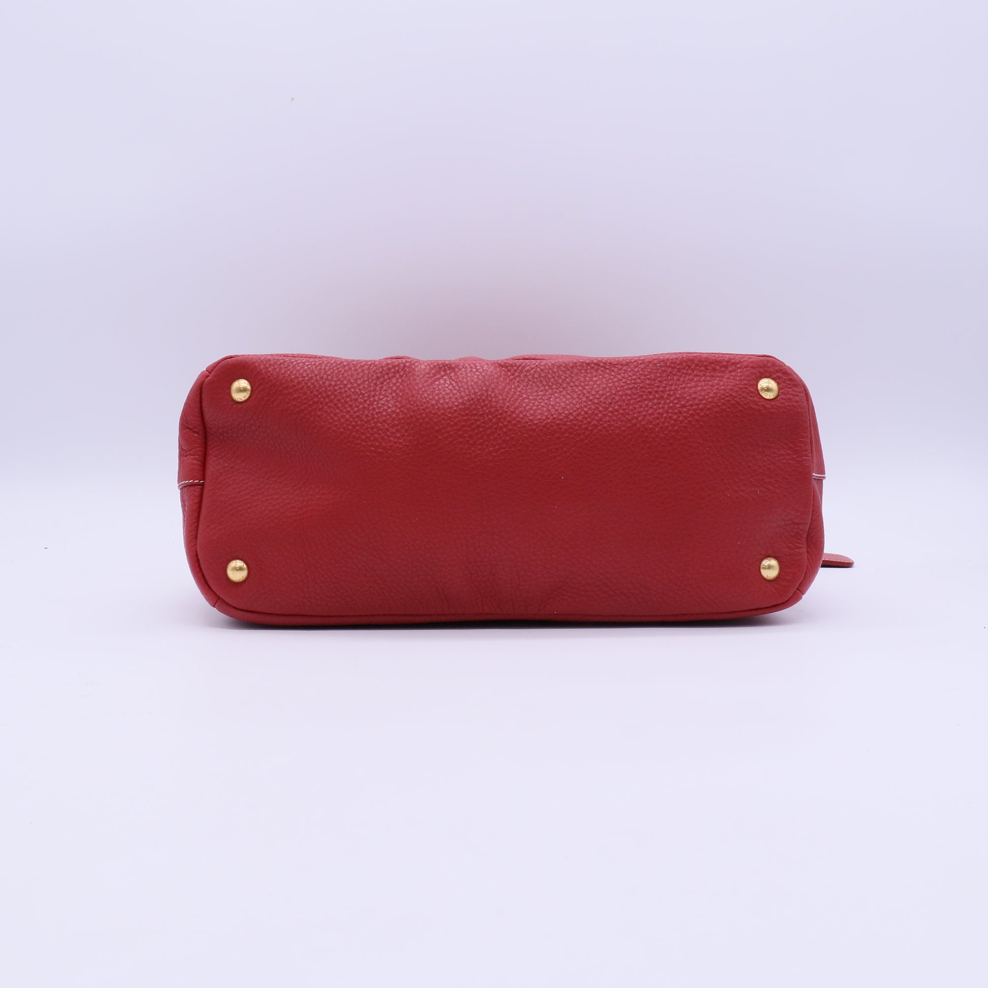 Prada Red Vitello Daino Leather Zip Hobo Prada B21729