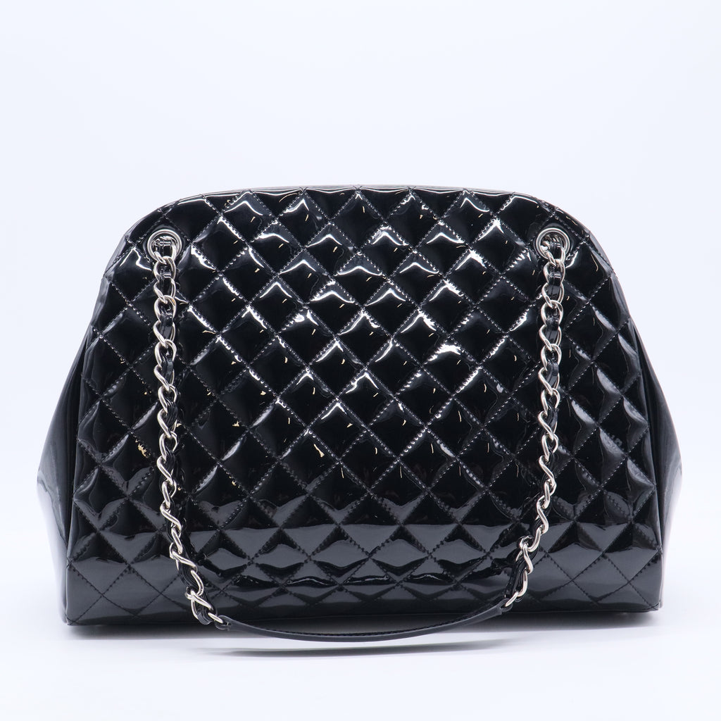 Patent Quilted Large Just Mademoiselle Bowling Bag Black B20108