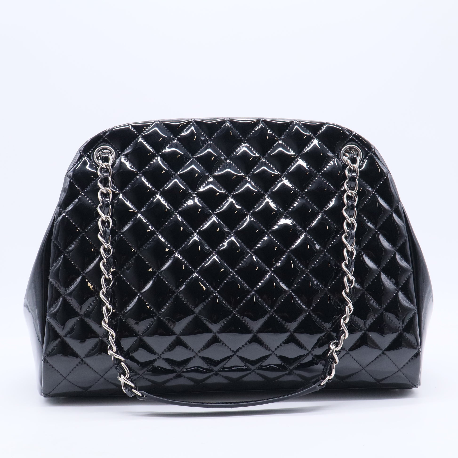 Patent Quilted Large Just Mademoiselle Bowling Bag Black B20108