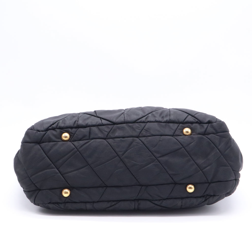 Prada Convertible Side Pocket Tote Chevron Tessuto Medium Twins B21416