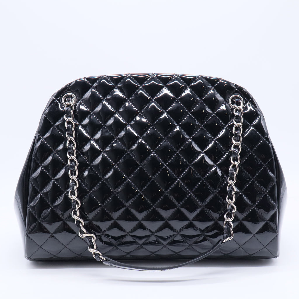 Patent Quilted Large Just Mademoiselle Bowling Bag Black B20108