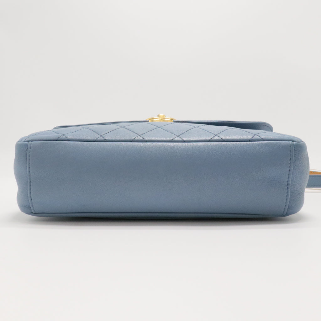 Medium Blue Calfskin Curve Flap Bag