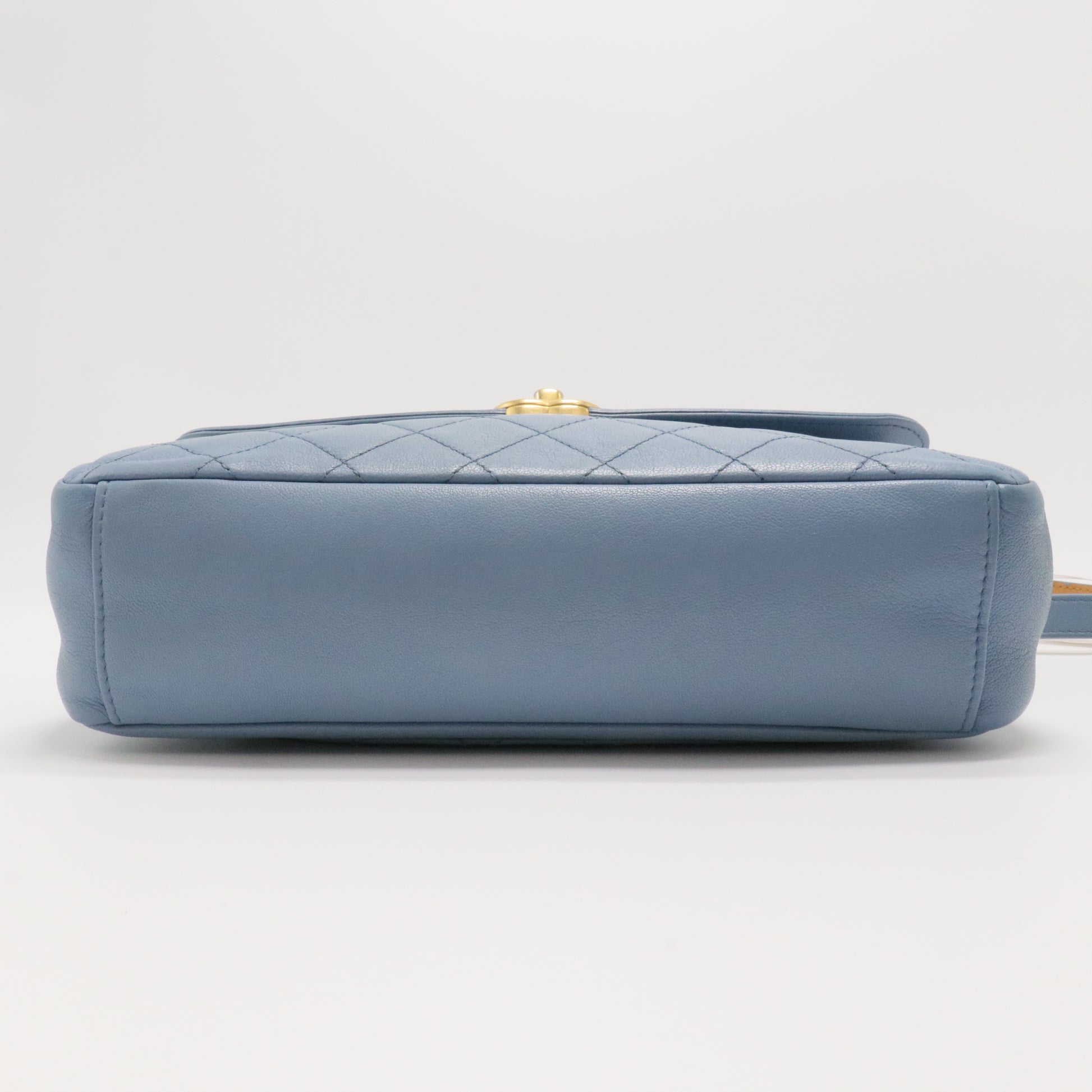 Medium Blue Calfskin Curve Flap Bag