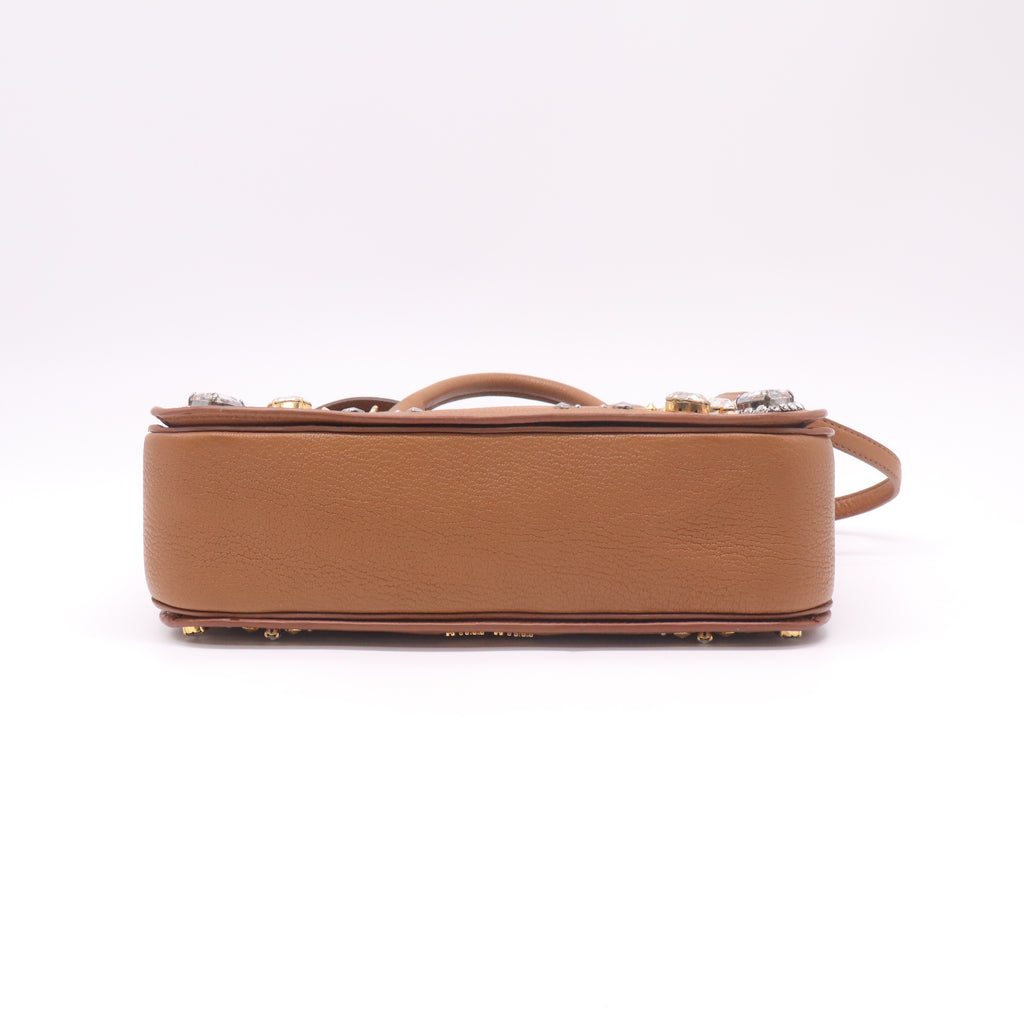 Miu Miu Crystal-Embellished Studded Leather Satchel Bag B22937