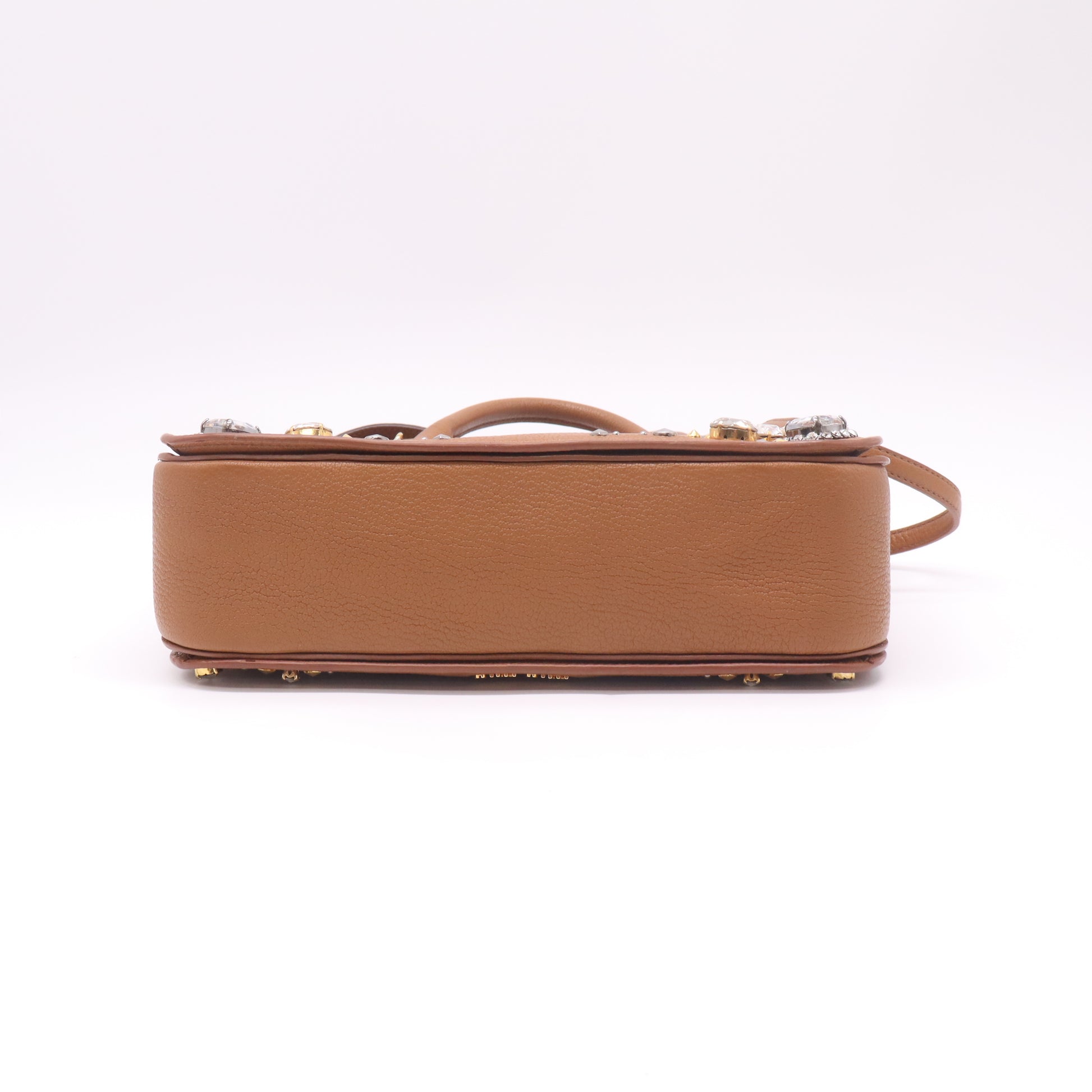 Miu Miu Crystal-Embellished Studded Leather Satchel Bag B22937
