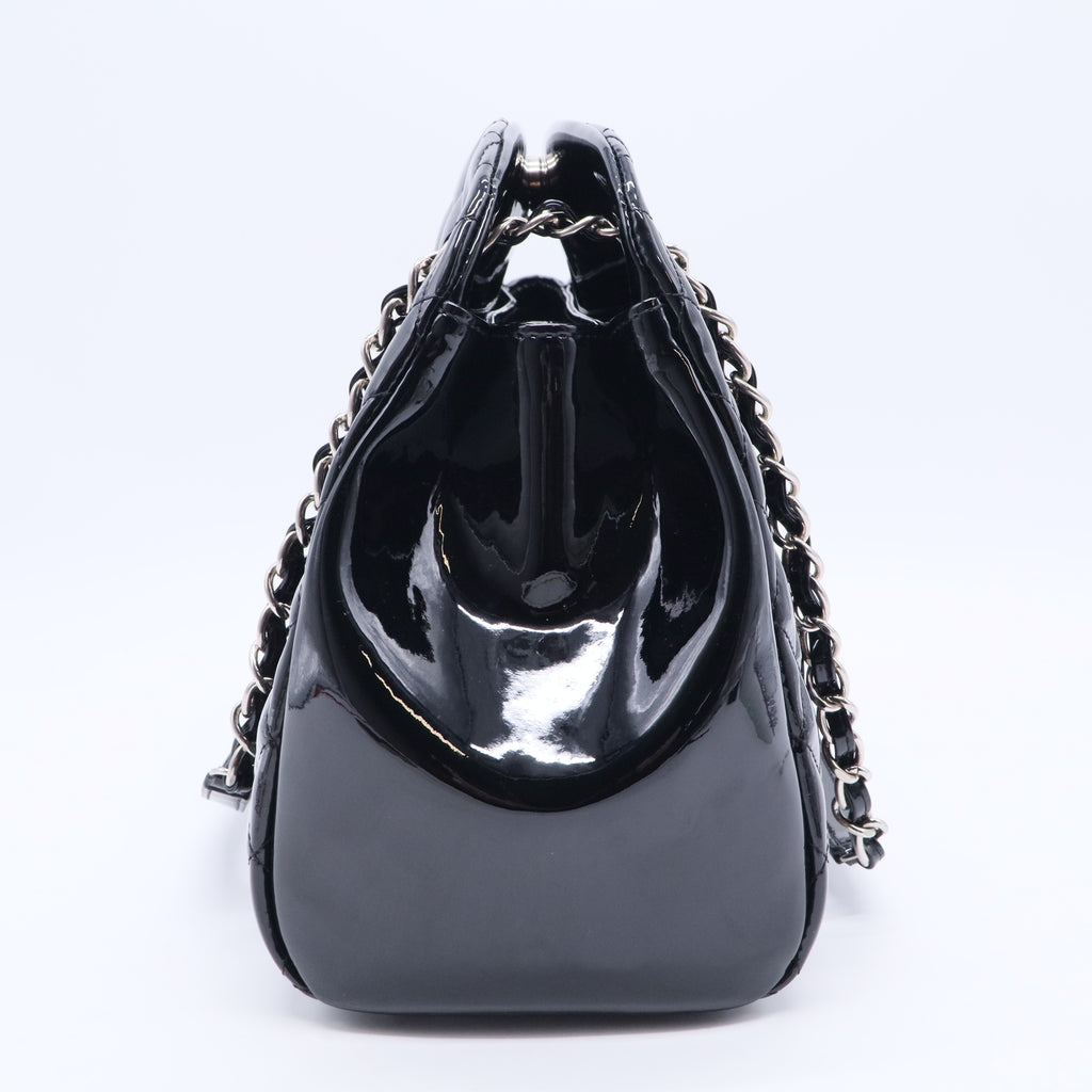 Patent Quilted Large Just Mademoiselle Bowling Bag Black B20108