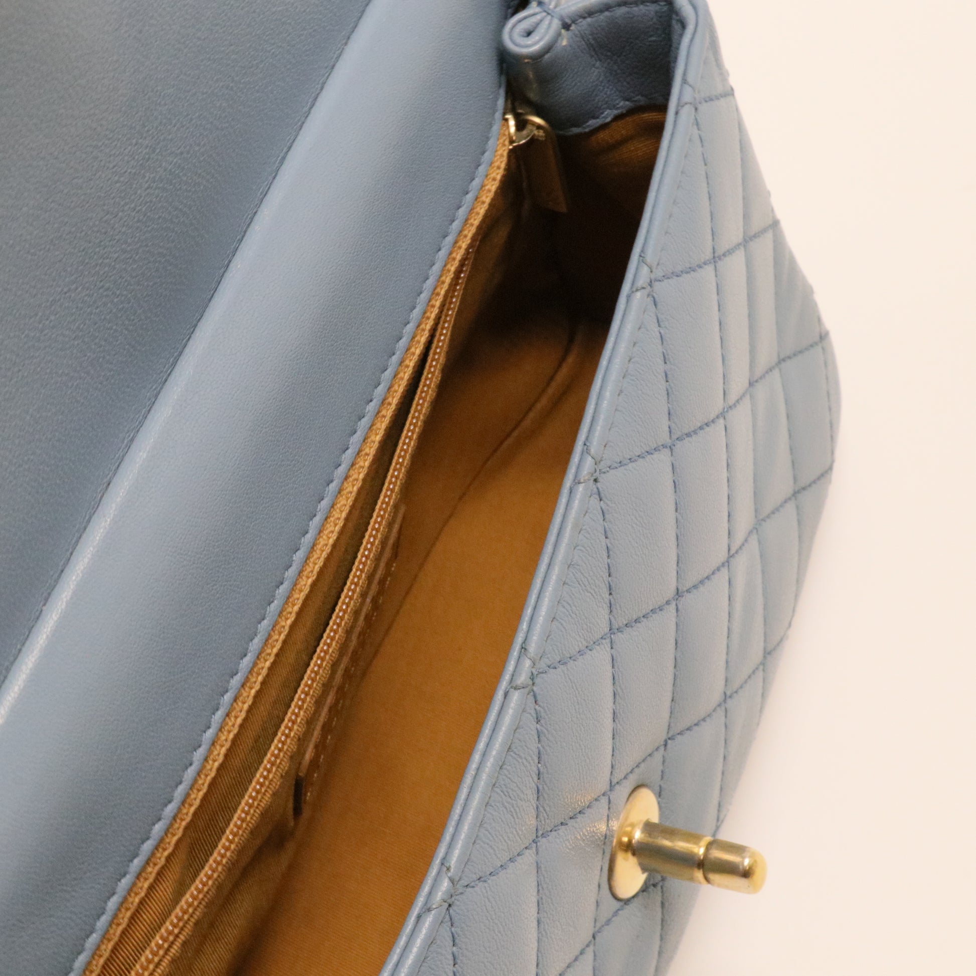 Medium Blue Calfskin Curve Flap Bag