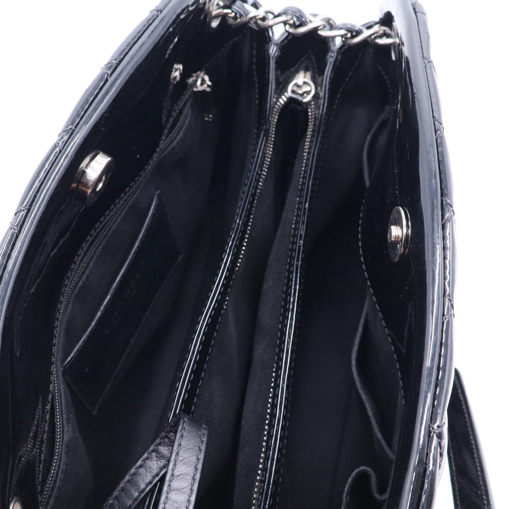 Patent Quilted Large Just Mademoiselle Bowling Bag Black B20108