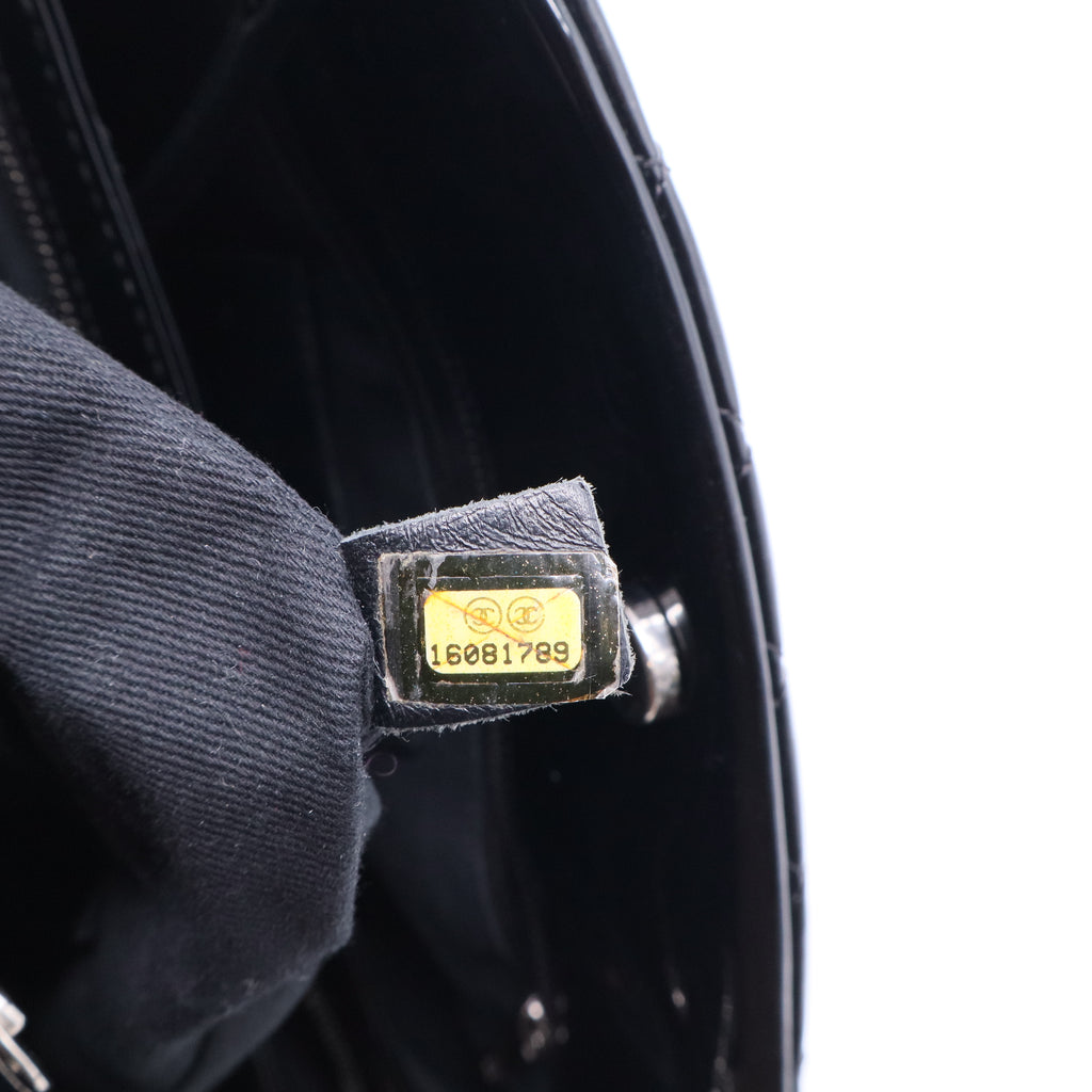 Patent Quilted Large Just Mademoiselle Bowling Bag Black B20108