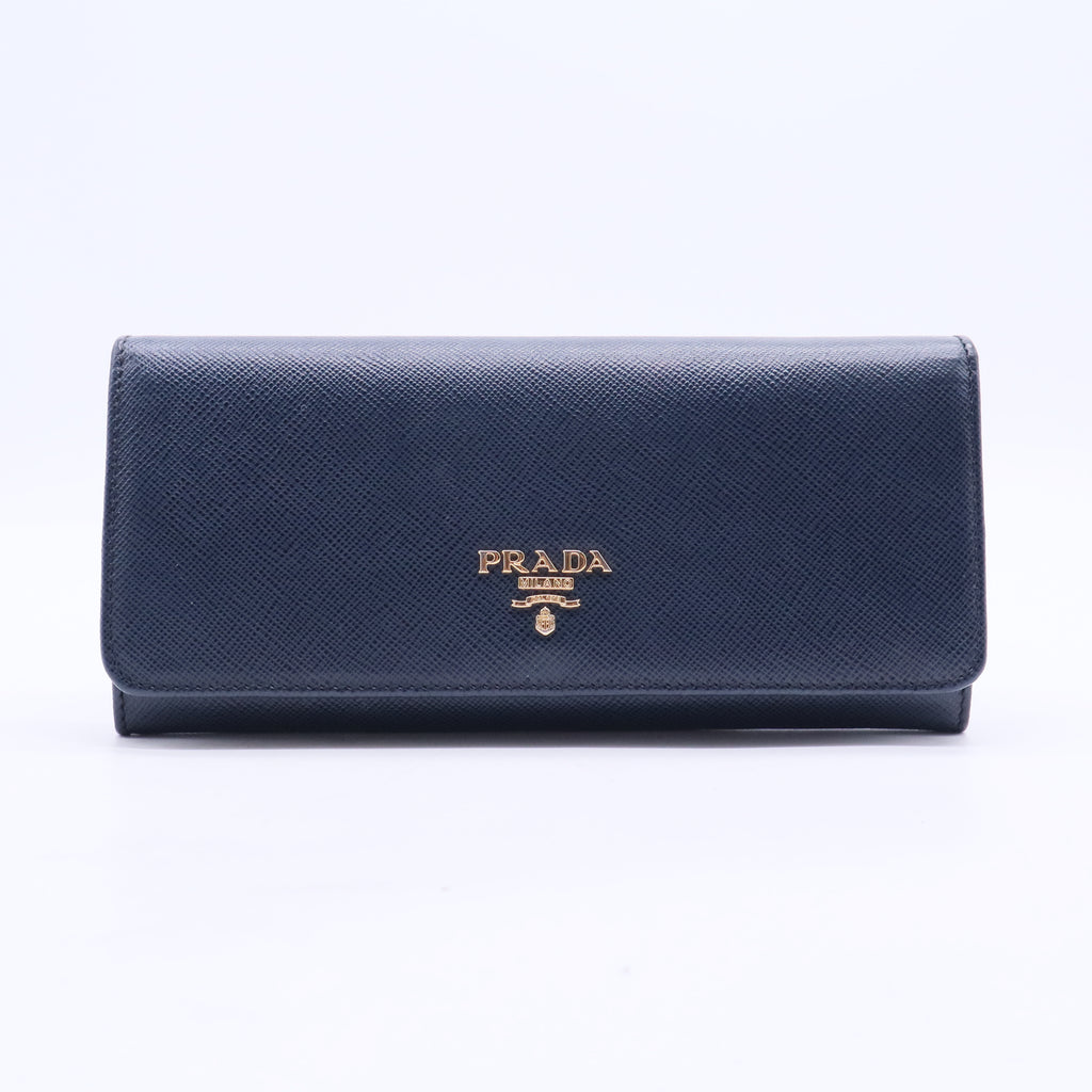 Saffiano Metal Continental Flap Travel Wallet Bluette W20141