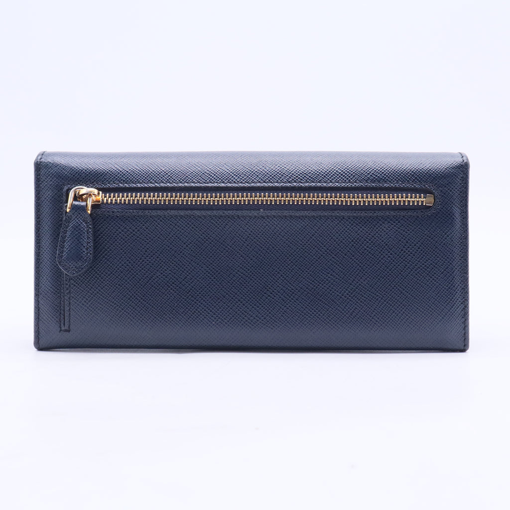 Saffiano Metal Continental Flap Travel Wallet Bluette W20141