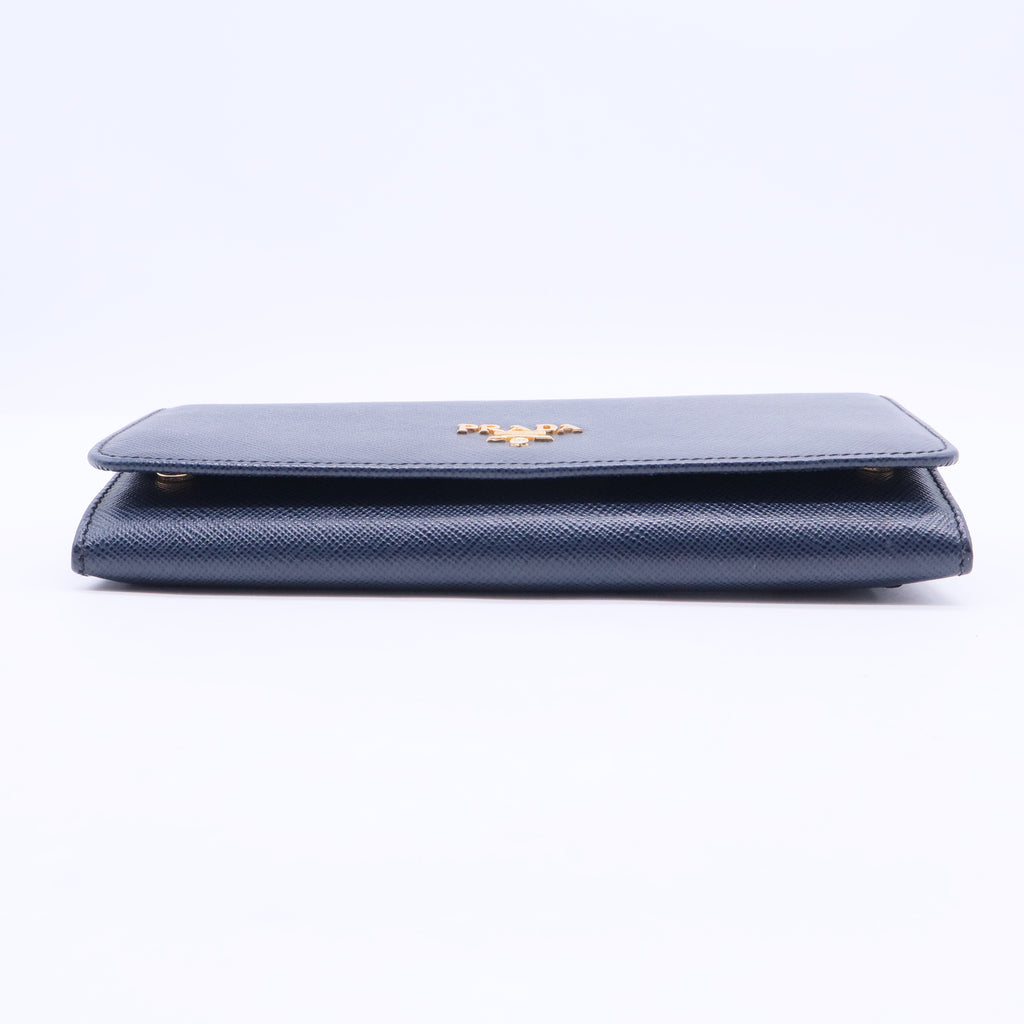 Saffiano Metal Continental Flap Travel Wallet Bluette W20141
