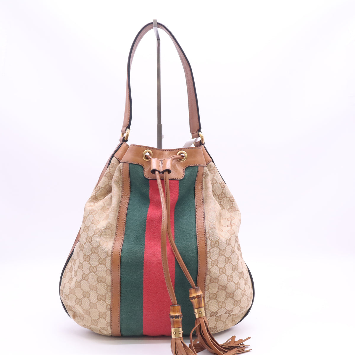Gucci GG Canvas Web Rania Drawstring Hobo Bag B24217