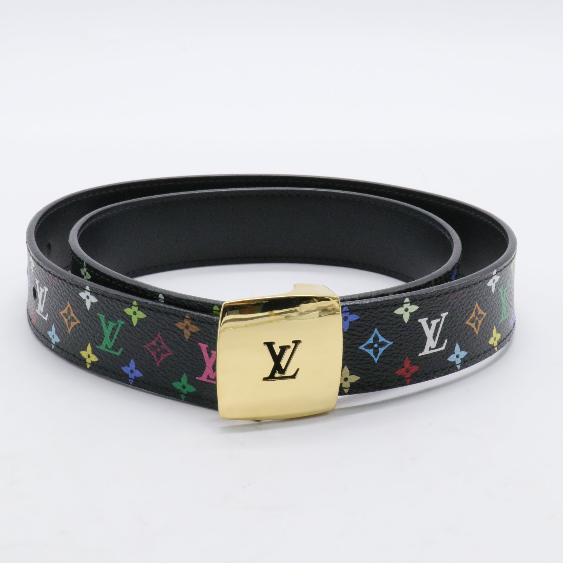 LV Cut Reversible Belt Monogram Multicolor and Leather Medium 80