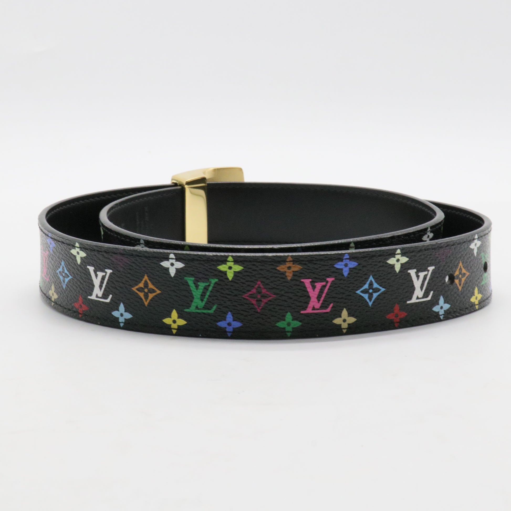 LV Cut Reversible Belt Monogram Multicolor and Leather Medium 80