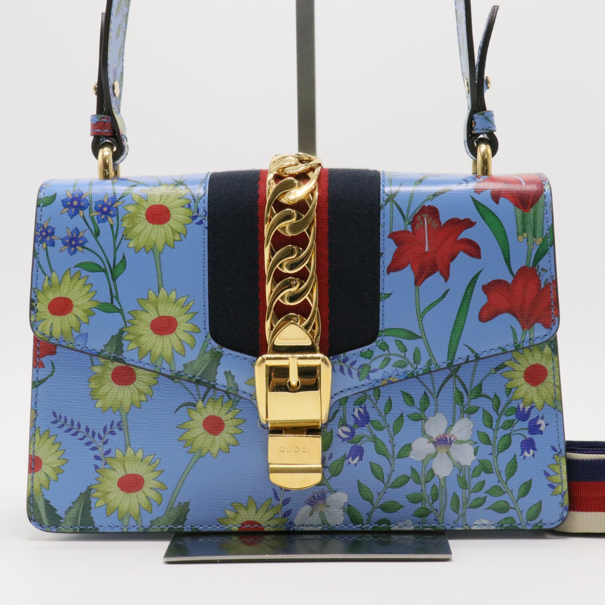Gucci Sylvie Flora Calfskin Shoulder Bag