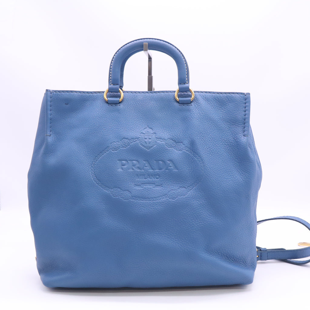 Prada Vitello Daino Embossed Logo Convertible Tote Bag B24715