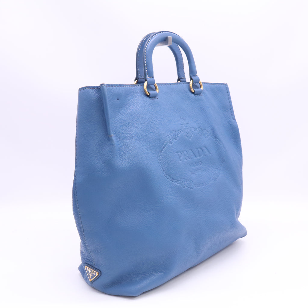 Prada Vitello Daino Embossed Logo Convertible Tote Bag B24715