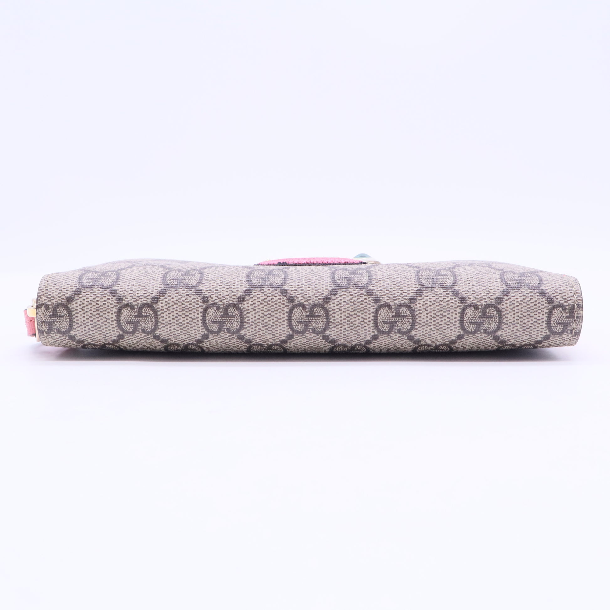 GG Supreme Monogram Embroidered Face Zip Around Wallet Pink W20142