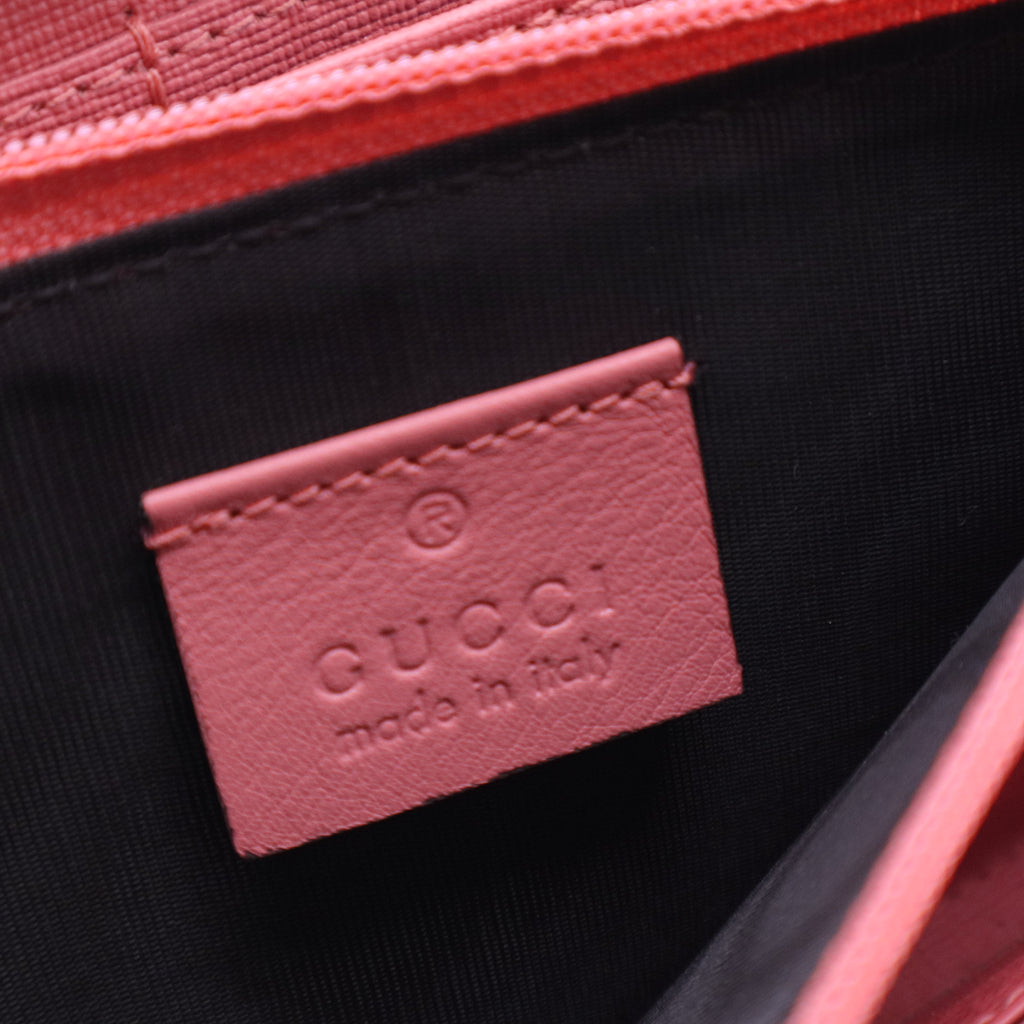 GG Supreme Monogram Embroidered Face Zip Around Wallet Pink W20142