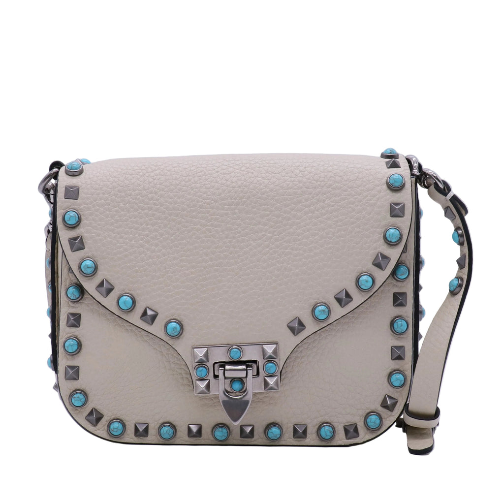 Valentino Garavani Rolling Rockstud Crossbody Bag Leather with Cabochons Small Twins B21723