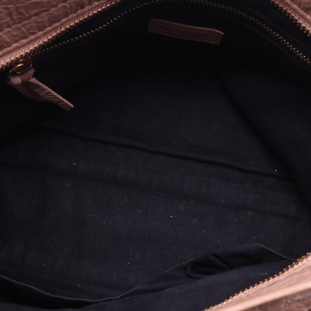 Rose Des Sables Grained Chevre Leather Metallic Edge Motorcycle City Bag Twins