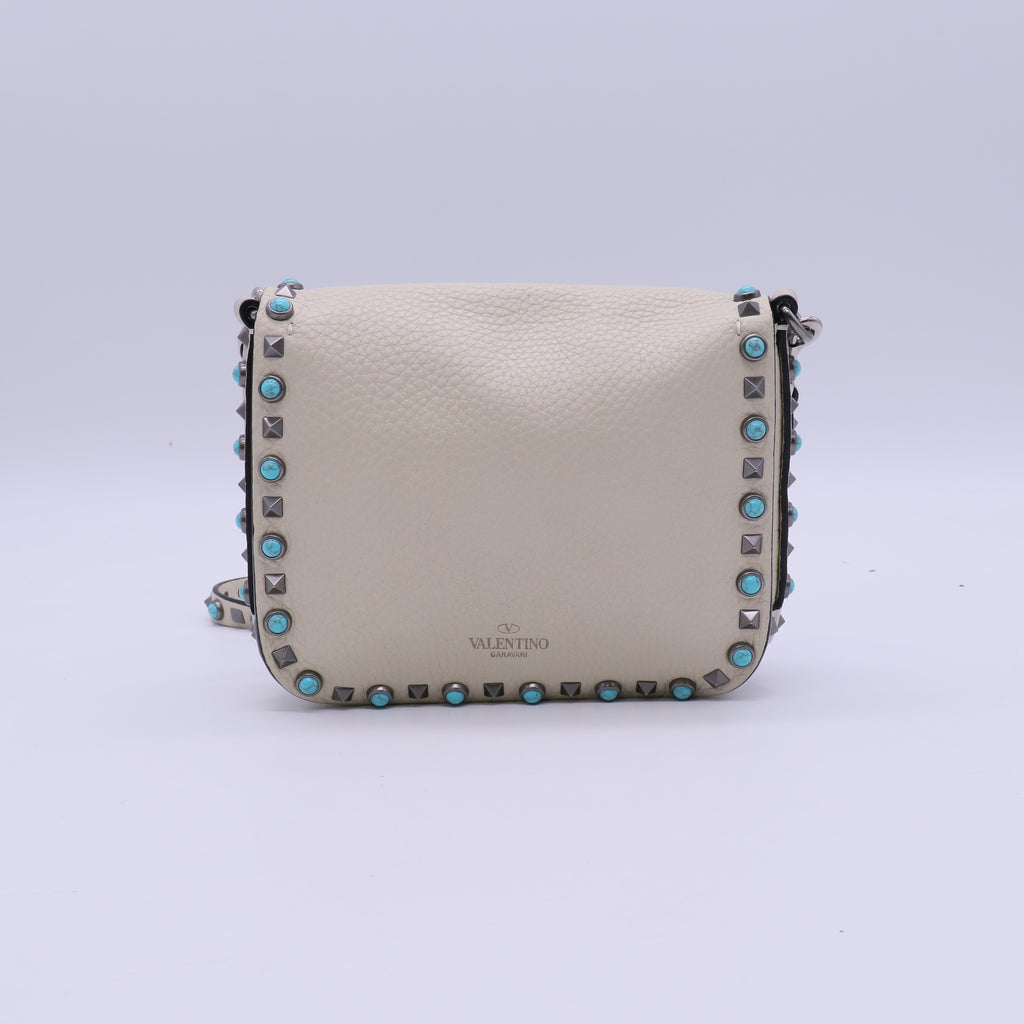 Valentino Garavani Rolling Rockstud Crossbody Bag Leather with Cabochons Small Twins B21723