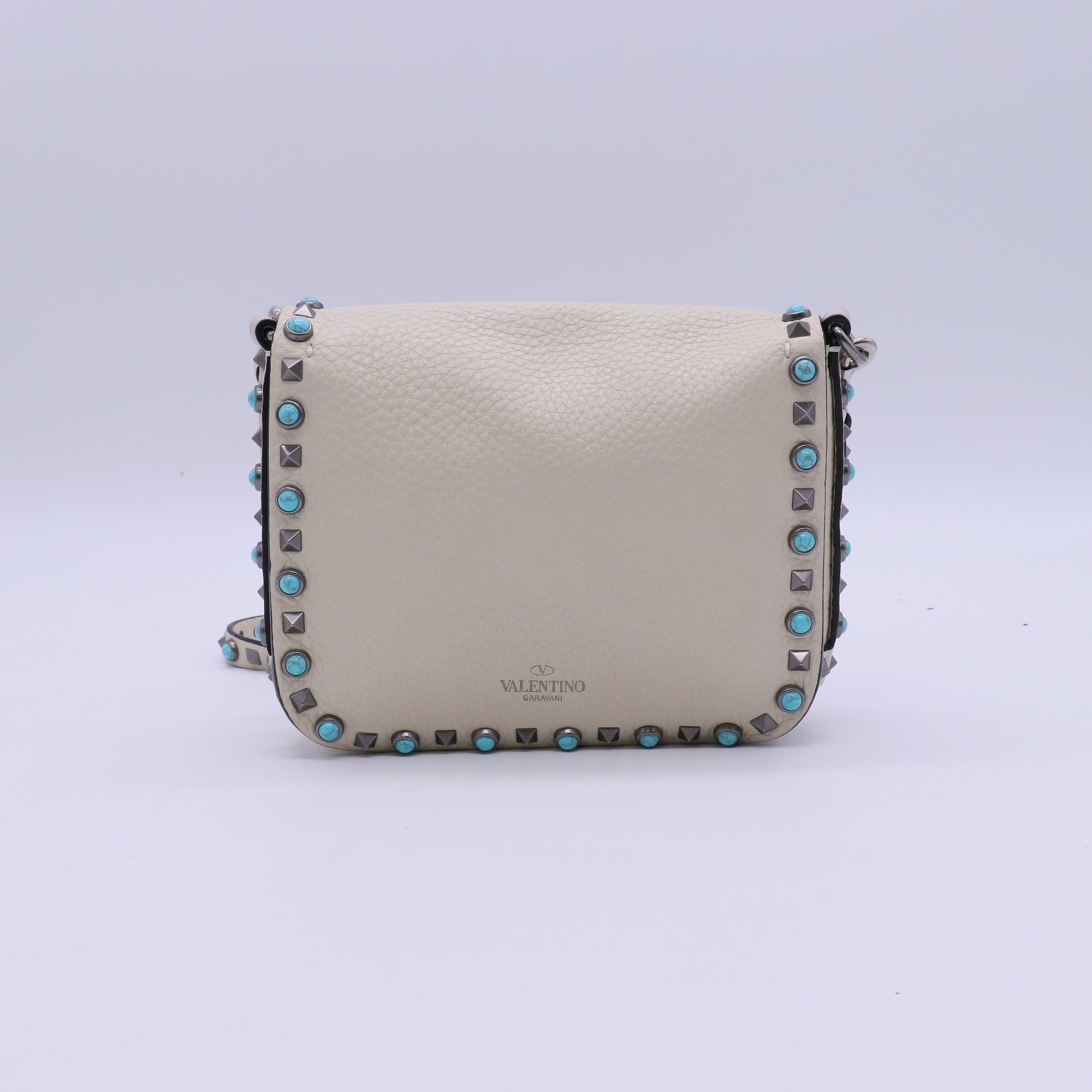 Valentino Garavani Rolling Rockstud Crossbody Bag Leather with Cabochons Small Twins B21723