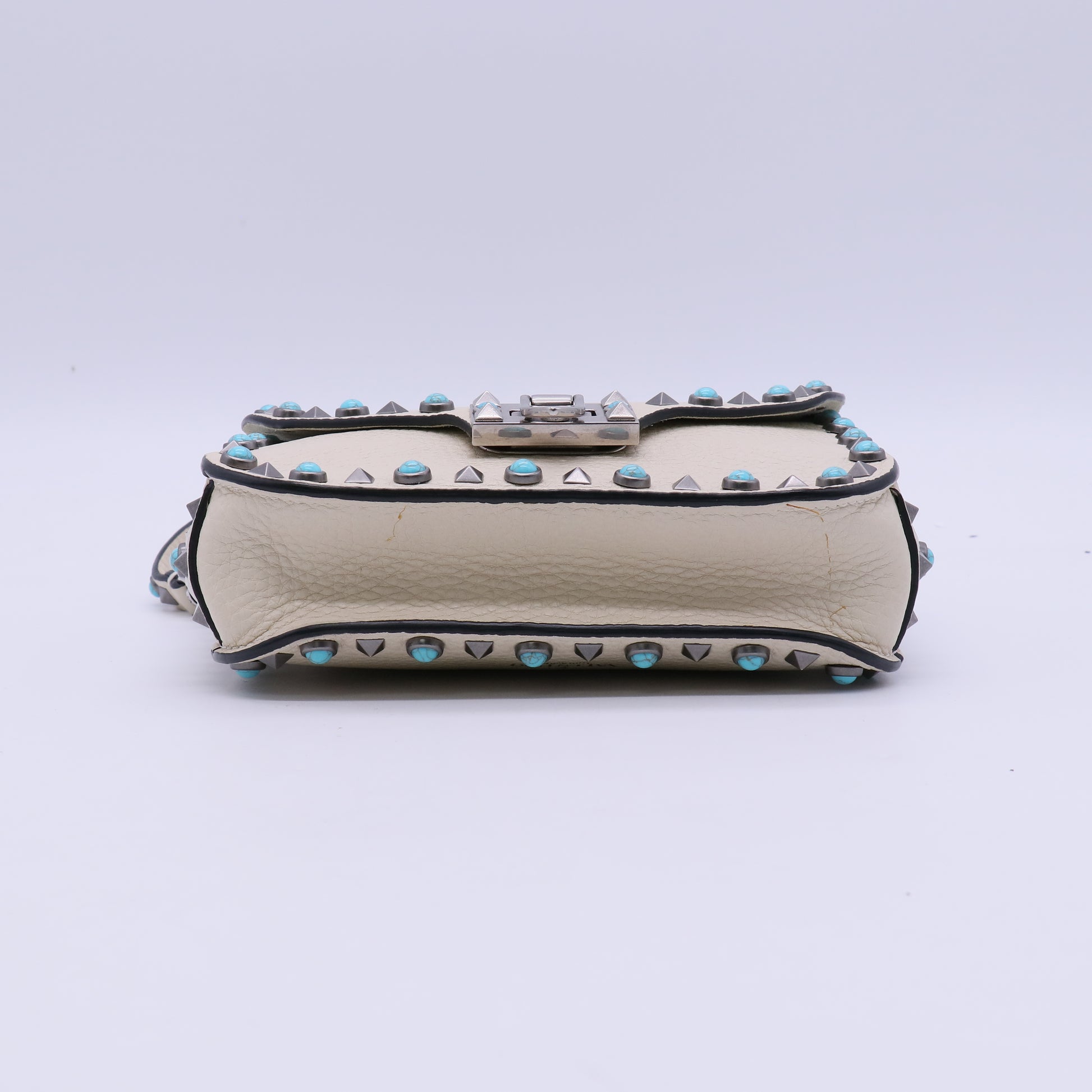 Valentino Garavani Rolling Rockstud Crossbody Bag Leather with Cabochons Small Twins B21723