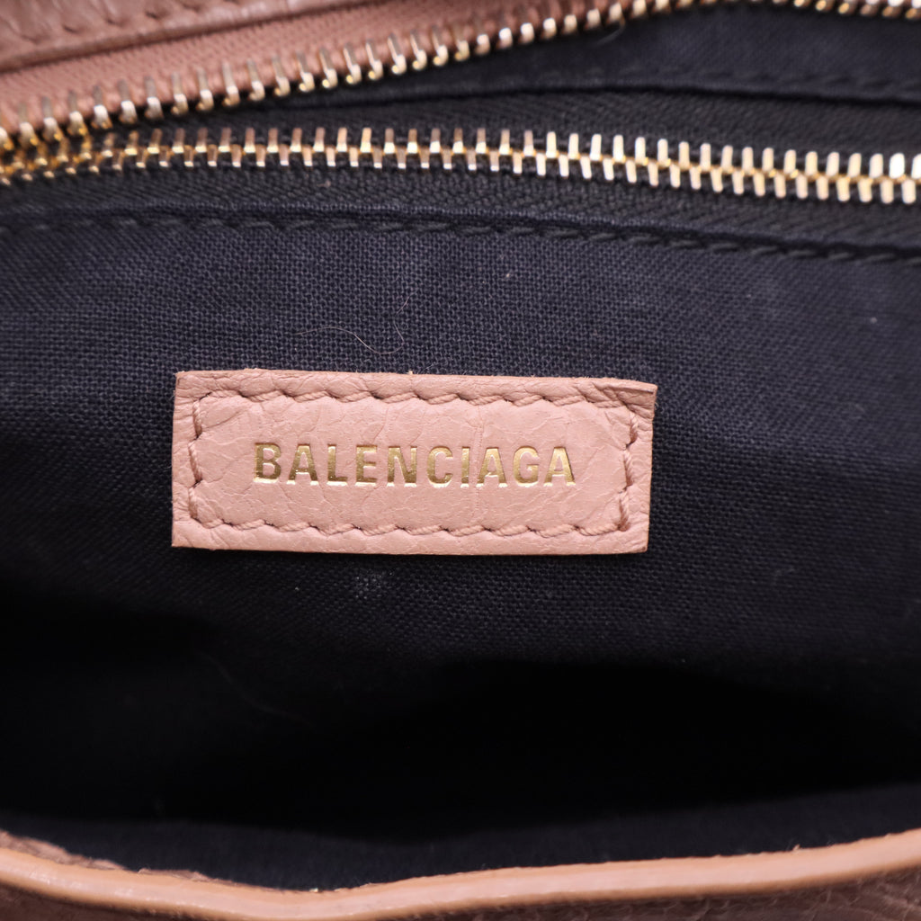 Rose Des Sables Grained Chevre Leather Metallic Edge Motorcycle City Bag Twins