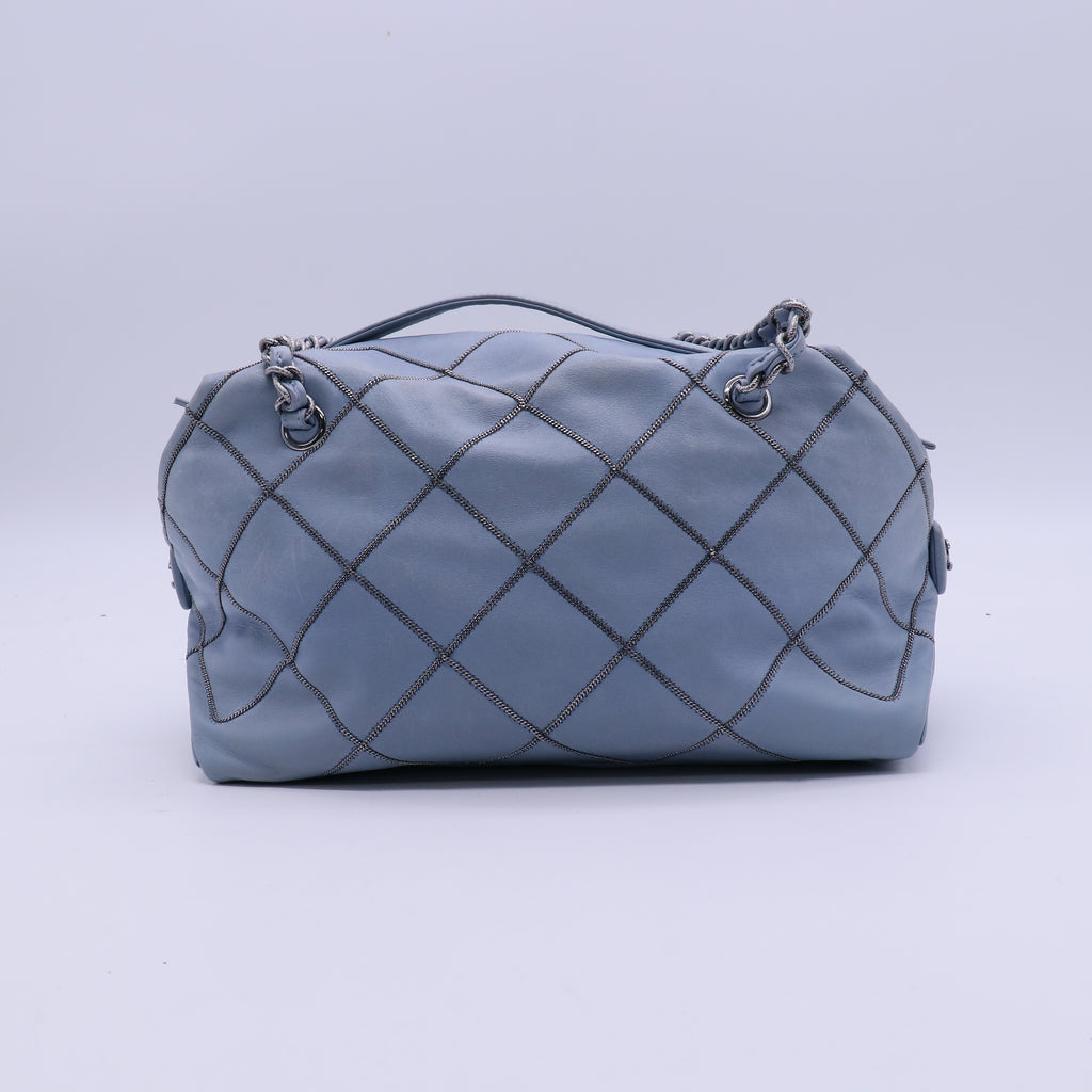 Chanel Soft Zip Bowler Bag Quilted Leather with Micro Chain Detail Medium B21254