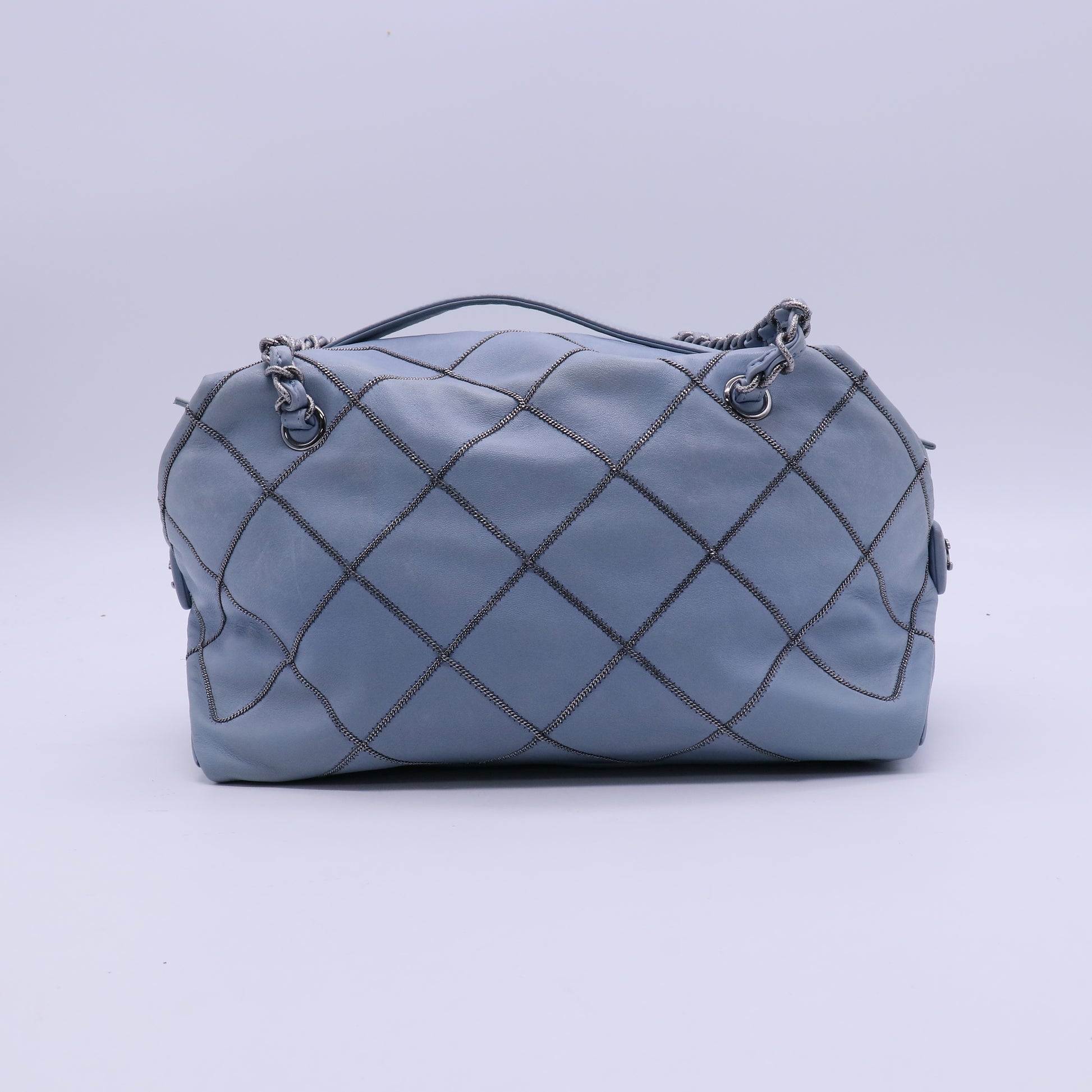 Chanel Soft Zip Bowler Bag Quilted Leather with Micro Chain Detail Medium B21254