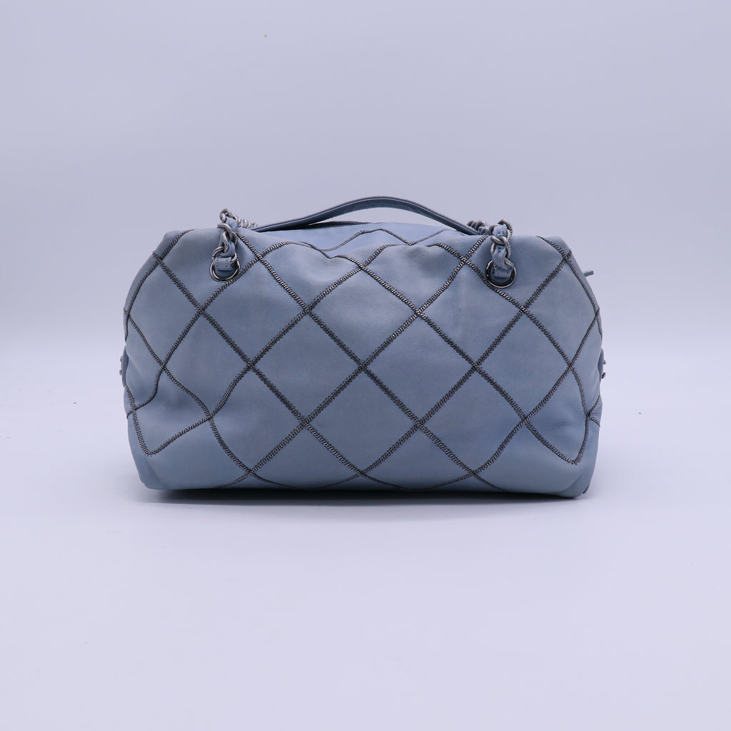 Chanel Soft Zip Bowler Bag Quilted Leather with Micro Chain Detail Medium B21254